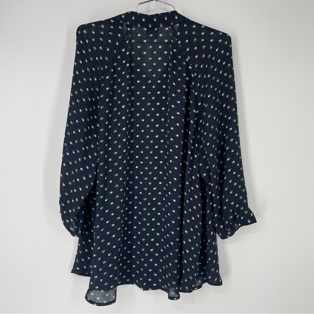 CAbi Martini Blouse M Print Button Up Top Blue Green White Button Up - Picture 6 of 6